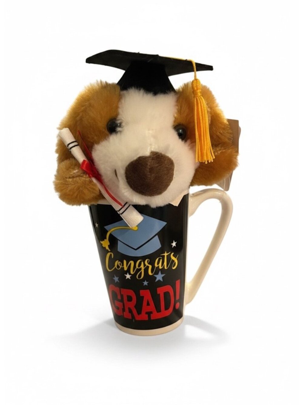 Graduation Dog Plush in “Congrats Grad!” Mug – Gift Set – NEW